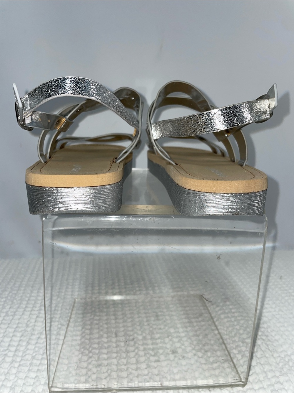 BAMBOO SILVER STRAPPED SANDALS FTL-05-116 - Picture 4 of 8